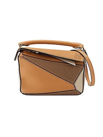 Loewe Loewe Puzzle Bag Mini 2-way Handbag Shoulder Leather Brown Beige Gold Hardware (view 1)