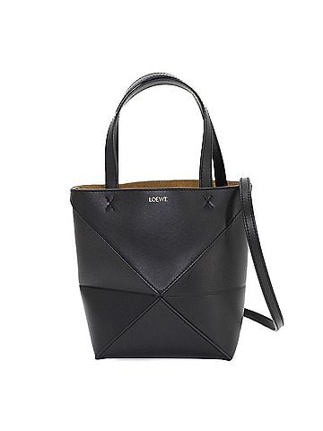 Loewe Loewe Puzzle Fold Tote Mini 2-way Shoulder Handbag Leather Black (view 1)