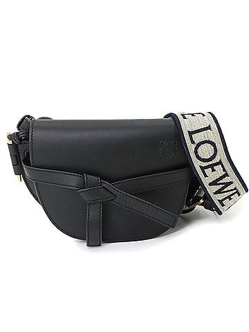 Loewe Loewe Gate Dual Mini Shoulder Handbag, Leather, Black, A650N46X13, Gold Hardware. (view 1)