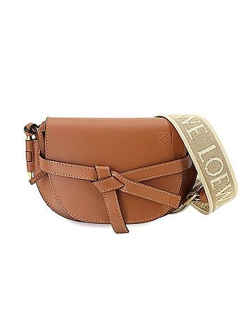 Loewe Loewe Mini Gate Dual Shoulder Handbag, Leather, Brown, Gold Hardware. (view 1)