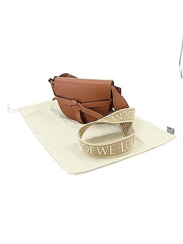 Loewe Loewe Mini Gate Dual Shoulder Handbag, Leather, Brown, Gold Hardware. (view 2)