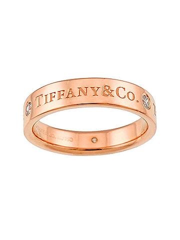 Tiffany & Co. Tiffany &amp; Co. Flat Band Ring with 3 Diamonds, 18K Pink Gold (750) (view 2)