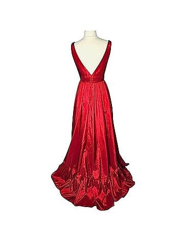 Mac Duggal Taffeta High Low Sleeveless Ruffle Gown Cocktail Dress (view 2)