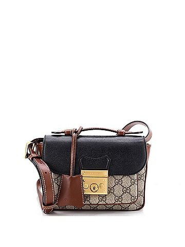 Gucci Padlock Front Pocket Flap Shoulder Bag GG Coated Canvas and Leather Mini (view 1)