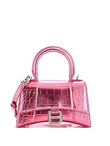 Balenciaga Hourglass Top Handle Bag Crocodile Embossed Leather XS (view 1)