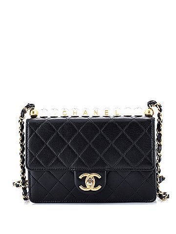 Chanel Chic Pearls Flap Bag Quilted Goatskin with Acrylic Beads Small (view 1)