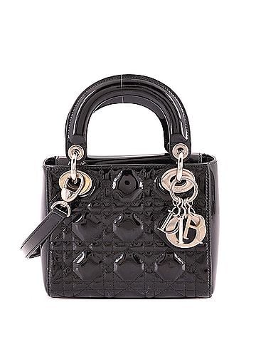 Christian Dior Lady Dior Bag Cannage Quilt Patent Mini (view 1)