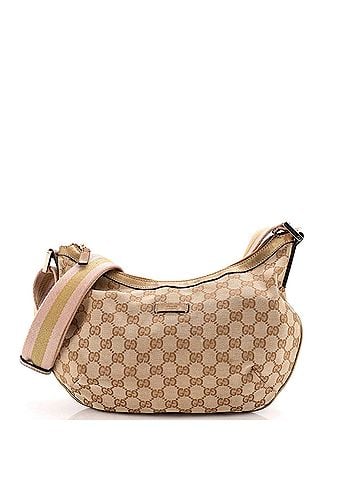 Gucci Saddle Zip Messenger Bag GG Canvas with Leather Medium (view 1)