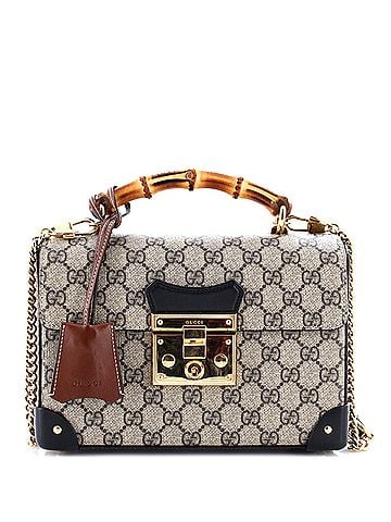 Gucci Padlock Bamboo Shoulder Bag GG Coated Canvas Small (view 1)
