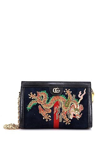 Gucci Ophidia Chain Shoulder Bag Embroidered Suede Small (view 1)