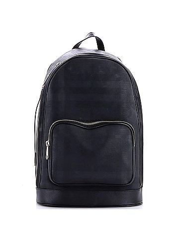 Burberry Front Pocket Backpack London Check Coated Canvas with Leather Medium (view 1)