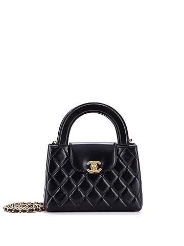 Chanel Kelly Top Handle Shopping Bag Quilted Shiny Aged Calfskin Mini (view 1)
