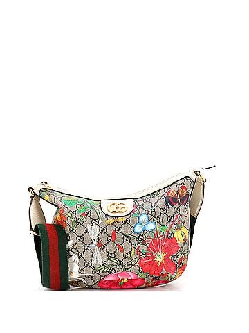 Gucci Ophidia Half Moon Hobo Flora GG Coated Canvas Small (view 1)