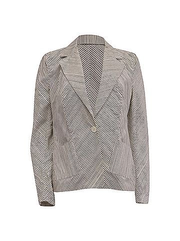 Piazza Sempione Piazza Sempione Diagonal Striped Blazer in White Cotton (view 1)