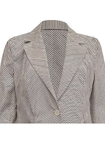 Piazza Sempione Piazza Sempione Diagonal Striped Blazer in White Cotton (view 2)