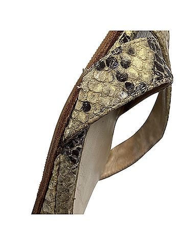 Jimmy Choo Jimmy Choo Cross-Strap Wedge Sandals in Beige Snakeskin Leather (view 2)