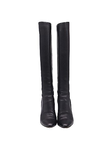 Jimmy Choo Jimmy Choo Knee-High Stiletto Boots in Black Leather (view 2)
