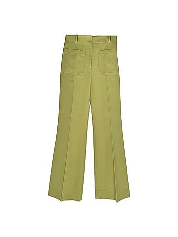 Victoria Beckham Victoria Beckham Alina Wide-Leg Trousers in Green Polyester (view 1)