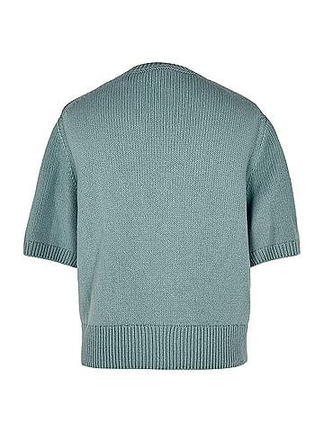 Burberry Burberry Equestrian Knight Design Top in Light Blue Wool (view 2)