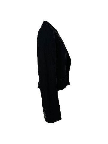 Oscar De La Renta Oscar De La Renta Single-Breasted Cropped Blazer in Black Wool (view 2)