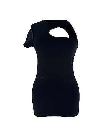 Helmut Lang Helmut Lang Asymmetrical Cutout Seamless Top in Black Nylon (view 1)