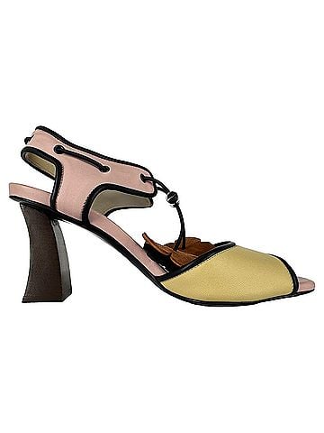 MARNI Marni Drawstring Block-Heel Sandal Heels in Multicolor Leather (view 1)