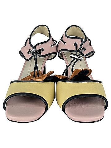 MARNI Marni Drawstring Block-Heel Sandal Heels in Multicolor Leather (view 2)