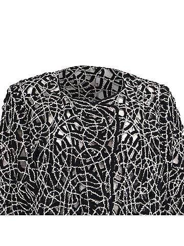 Oscar De La Renta Oscar De La Renta Knitted Embroidered Long Blazer in Black Wool (view 2)