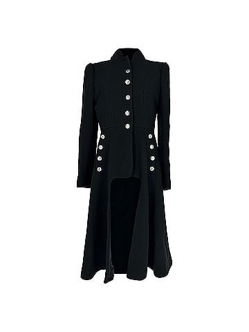 Alexander McQueen Alexander Mcqueen Military Cutaway Coat in Black Wool (view 1)