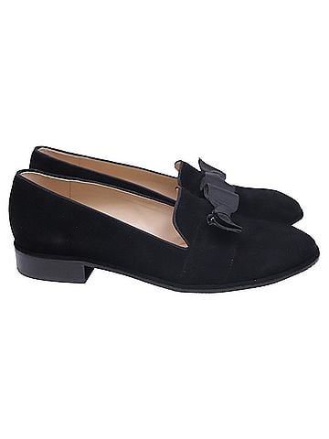 Stuart Weitzman Stuart Weitzman Keegan Bow Flat Loafers in Black Suede (view 1)