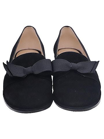 Stuart Weitzman Stuart Weitzman Keegan Bow Flat Loafers in Black Suede (view 2)
