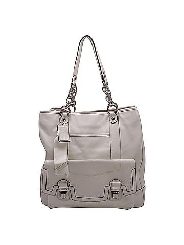 Coach Coach Poppy Front Pocket Tote Bag in White Leather (view 1)