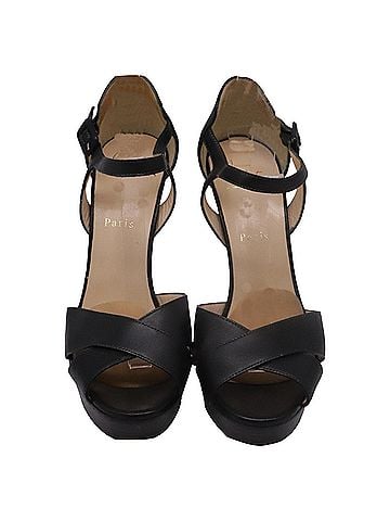 Christian Louboutin Christian Louboutin Ankle Strap Platform Sandals in Black Leather (view 2)