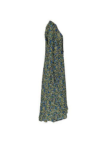 Victoria Beckham Victoria Beckham Floral-Print Frill Bib-Front Midi Dress in Multicolor Silk (view 2)