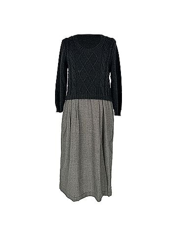 Max Mara Weekend Max Mara Scoop Neck Knee-Length Dress in Black Wool (view 1)