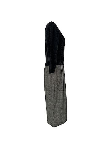 Max Mara Weekend Max Mara Scoop Neck Knee-Length Dress in Black Wool (view 2)