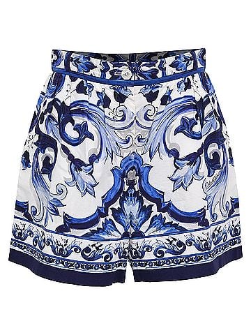 Dolce & Gabbana Dolce &amp; Gabbana Majolica-Print Shorts in Blue Cotton (view 1)