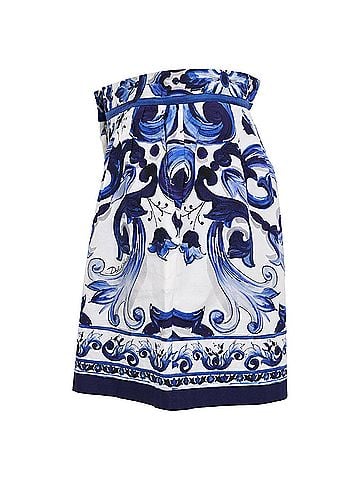 Dolce & Gabbana Dolce &amp; Gabbana Majolica-Print Shorts in Blue Cotton (view 2)