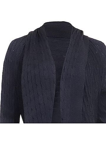 Ralph Lauren Ralph Lauren Cable-Knit Open Cardigan in Navy Blue Silk (view 2)