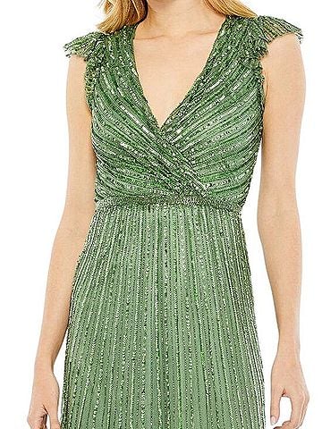 Mac Duggal Sequined Wrap Over Cap Sleeve Ruffle Hem Dress Cocktail Dress (view 2)