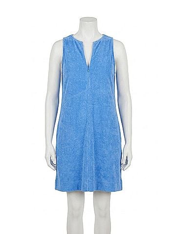 Lilla P Terry Zip Dress in Marine Blue (view 1)