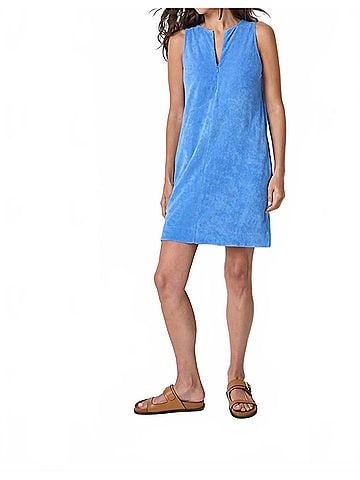 Lilla P Terry Zip Dress in Marine Blue (view 2)