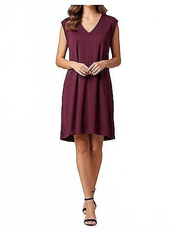 Entro Atelier Everyday Tiered Mini Dress in Burgundy (view 2)
