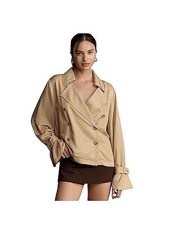 Anthropologie Maeve Silky Trench Blouse Long Sleeve T-Shirt (view 1)