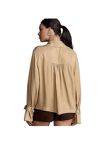 Anthropologie Maeve Silky Trench Blouse Long Sleeve T-Shirt (view 2)