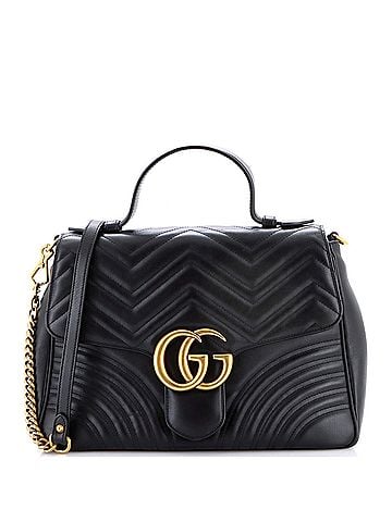 Gucci GG Marmont Top Handle Flap Bag Matelasse Leather Medium (view 1)