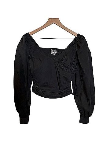 Anthropologie Sweetheart Romantic Smocked Cropped Puff Sleeve Top Long Sleeve Blouse (view 2)