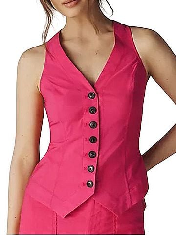 Anthropologie Halsey Slim Button-Front Vest Tank Top (view 1)