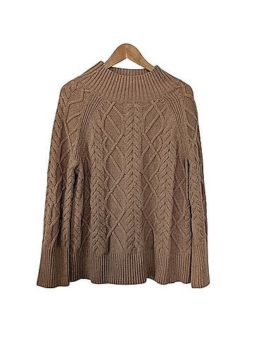 Talbots Cable Knit Funnel Neck Sweater Turtleneck Sweater (view 2)
