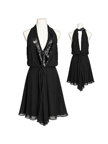 BCBGMAXAZRIA Max Azria 
Black Silk Sequin Halter Cocktail Cocktail Dress (view 1)